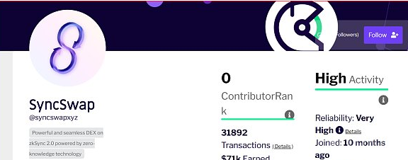 「SyncSwap」登顶 「Cosmos」热度攀升