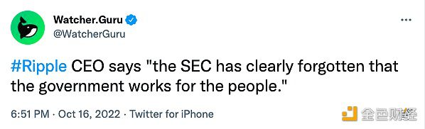 Ripple CEO：美国证券交易委员会显然忘记了政府为人民服务-第1张图片-交易所