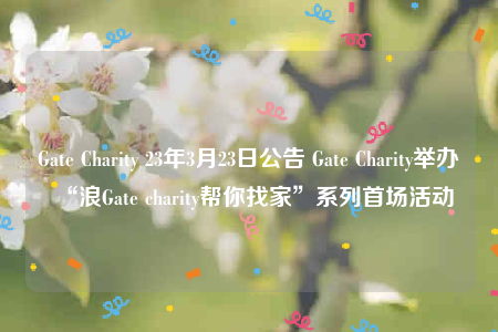 Gate Charity 23年3月23日公告 Gate Charity举办“浪Gate charity帮你找家”系列首场活动-第1张图片-交易所