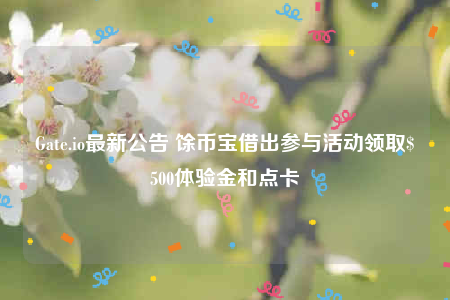 Gate.io最新公告 馀币宝借出参与活动领取$500体验金和点卡-第1张图片-交易所